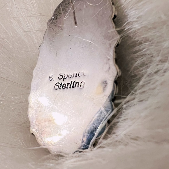 White Buffalo Silver Native Earrings by E Spence - Picture 4 of 4